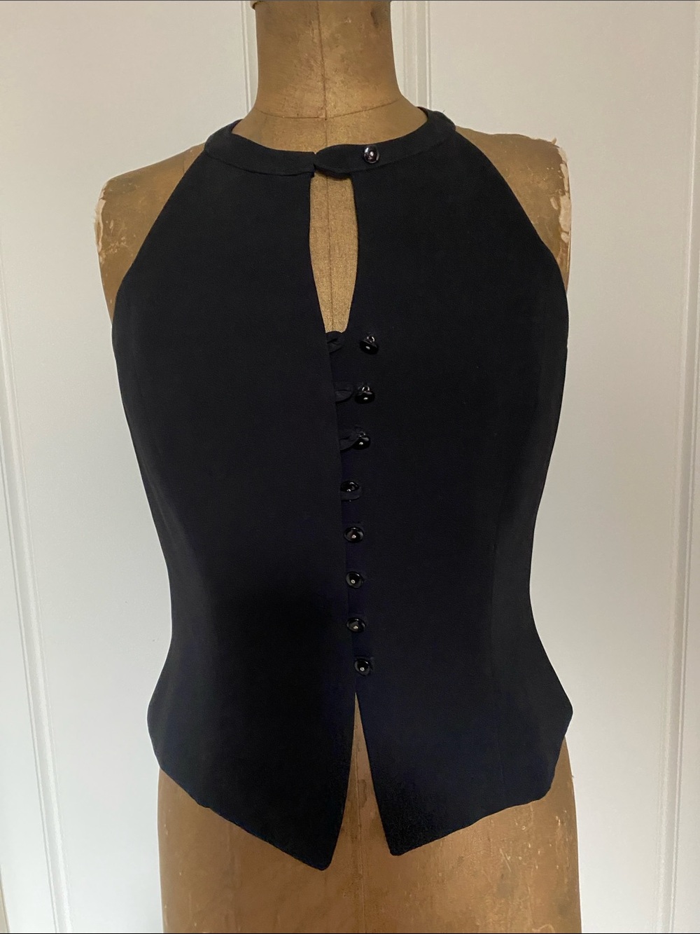 Classic Black Halter Button-Front Women's Blouse